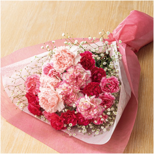 カーネーションのブーケ ダブルピンク 長さ約４５ｃｍ まるごと 東北 イオン東北オンライン