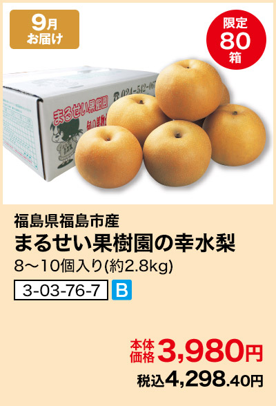 9月お届け 限定80箱 福島県福島市産 まるせい果樹園の幸水梨 8～10個入り(約2.8kg)