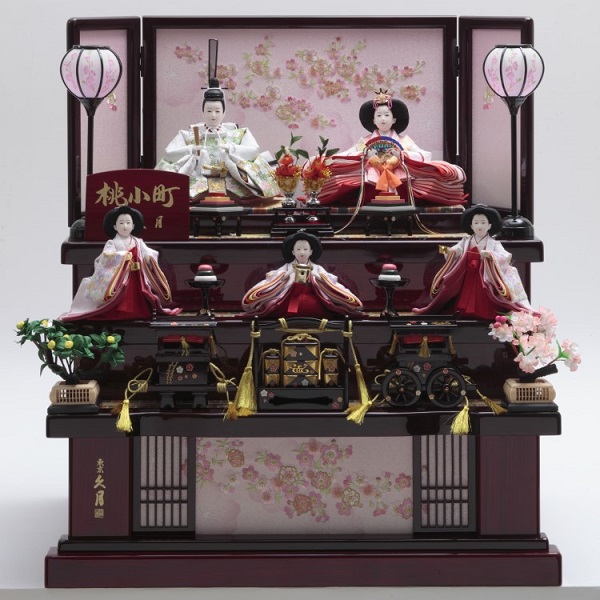 東京 久月作 雛人形 「桃小町 舞姫 親王収納飾り」一式セット 