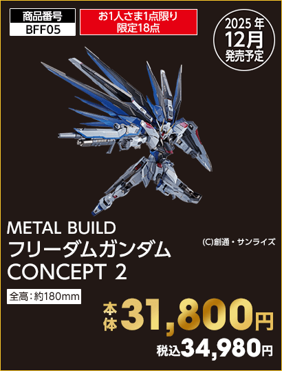 お1人さま1点限り限定18点 METAL BUILD フリーダムガンダム CONCEPT 2 本体31,800円 税込34,980円