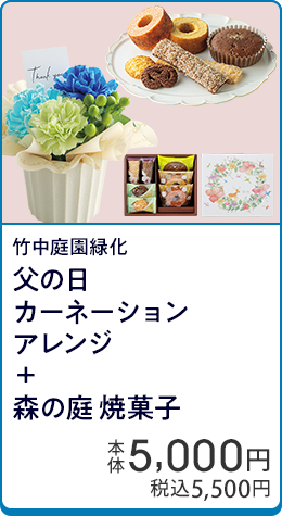竹中庭園緑化 父の日カーネーションアレンジ＋森の庭 焼菓子