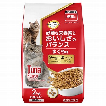 ペット用品】トップバリュベストプライス 必要な栄養素とおいしさのバランスキャットドライ まぐろ味 成猫用 ２（５００ｇ×４Ｐ）ｋｇ  イオンスタイル名取 ネットスーパー