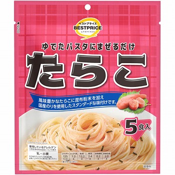 トップバリュベストプライス ゆでたパスタにまぜるだけ たらこ 5食