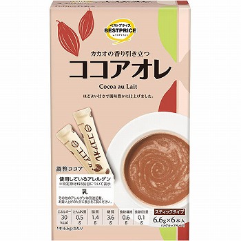 ココア トップバリュベストプライス ココアオレスティック 6．6g×6本
