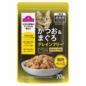 ペット用品】トップバリュ キャットフード パウチ かつお＆まぐろ 