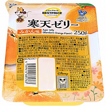 トップバリュベストプライス ディズニー＿寒天ゼリー みかん味