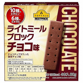 トップバリュベストプライス ライトミールブロック チョコ味 ４本入