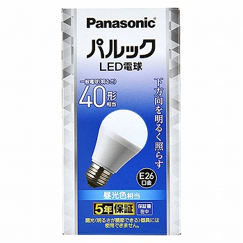 パナソニック ＬＥＤ電球 Ｅ２６口金 下方向 ４０形相当 昼光色