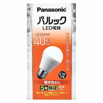 パナソニック ＬＥＤ電球 Ｅ２６口金 下方向 ４０形相当 電球色