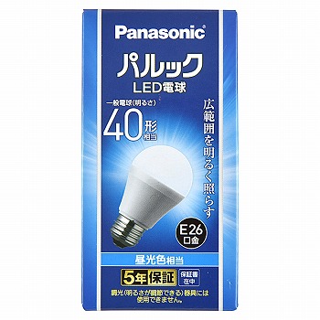 パナソニック ＬＥＤ電球 Ｅ２６口金 広配光 ４０形相当 昼光色