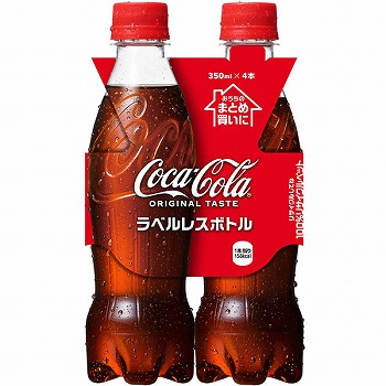 日本コカ・コーラ コカ・コーララベルレス４本 ３５０ｍｌ×４ | イオン