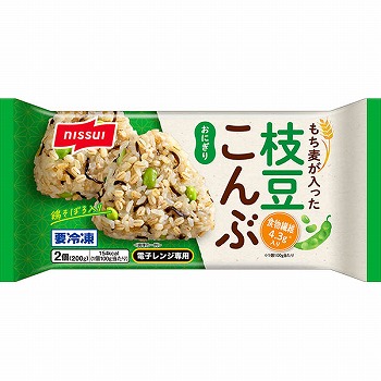おにぎり 冷凍】ニッスイ もち麦が入った 枝豆こんぶおにぎり 2個入（200g